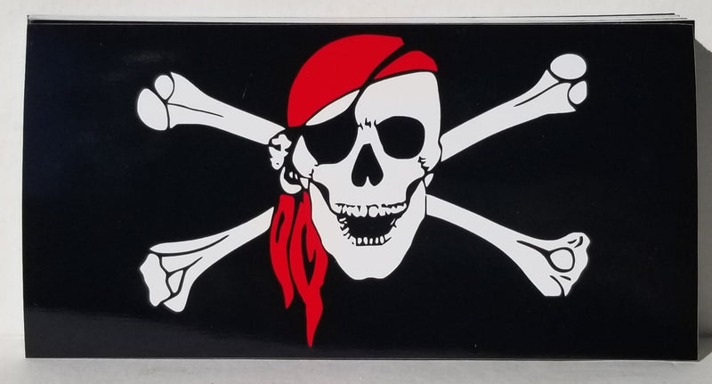 Pirate Skull Red Bandana Eye Patch Bumper Stickers Made in USA