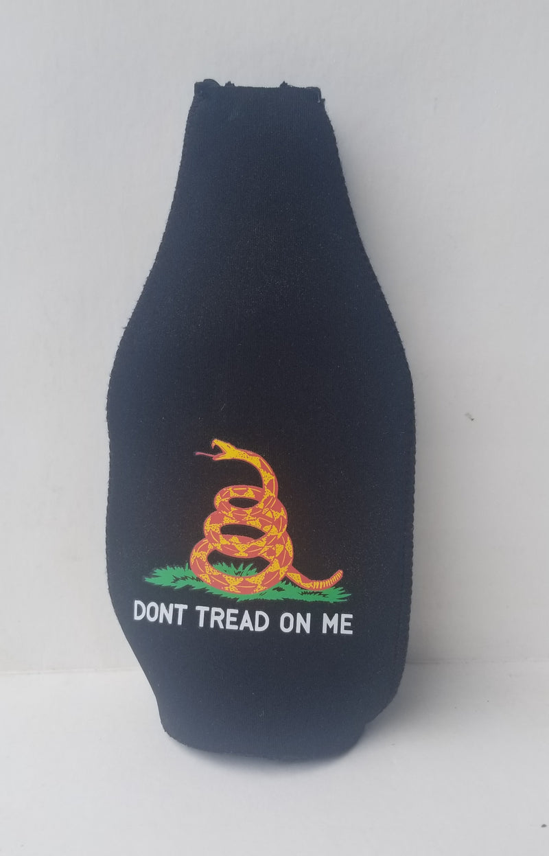 Black Gadsden Rattle Snake Bottle Jacket Koozies Don't Tread on Me