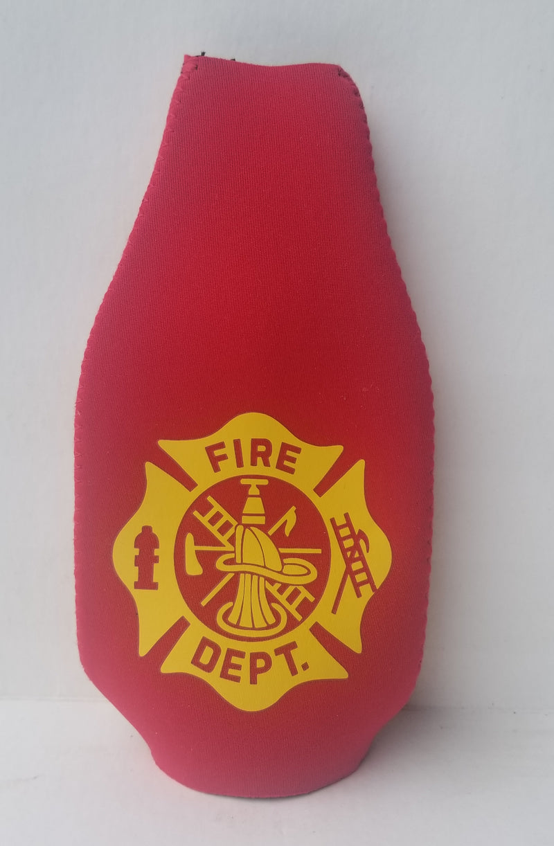 Fire Department Flag Bottle Jacket Koozie Firefighter