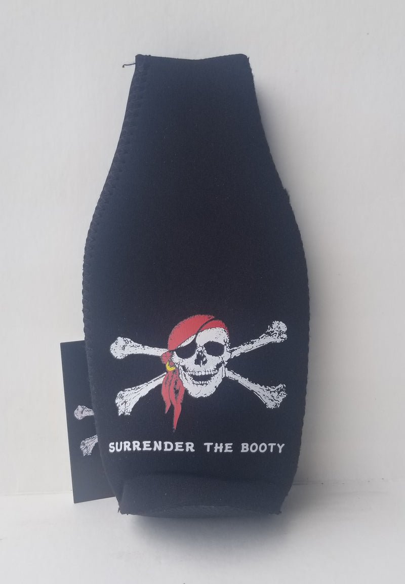 Pirate Red Hat Surrender the Booty Flag Bottle Jacket Koozies