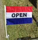 Open red white & blue car flags Twelve Pack (12) FLAGS BY THE DOZEN WHOLESALE PER DESIGN!