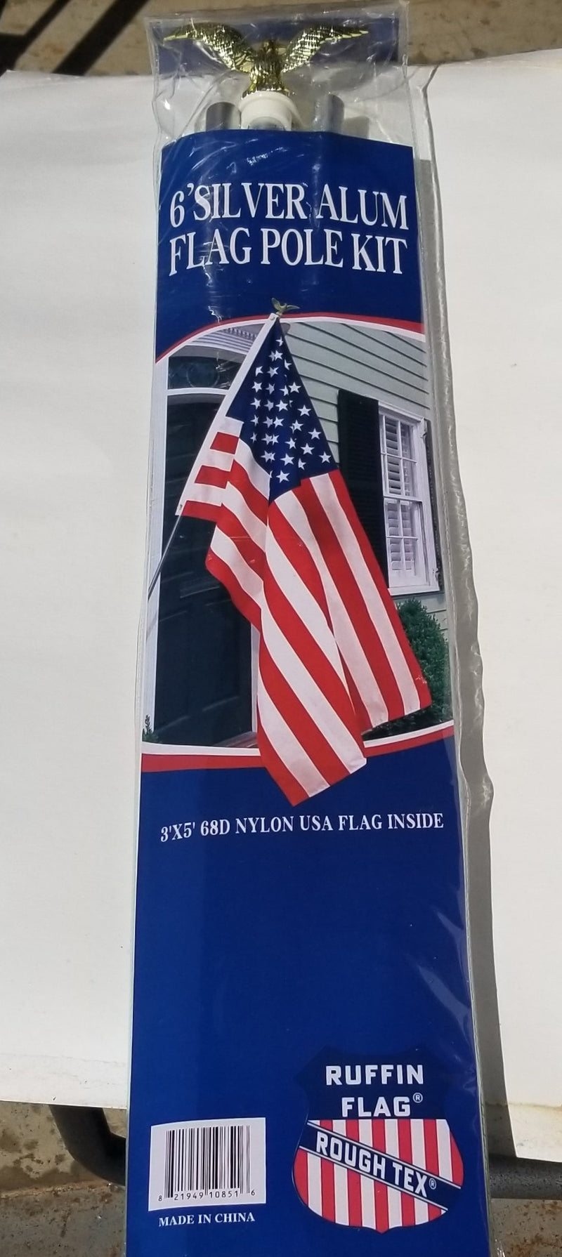 Gift Boxed U.S.A. 6' Foot USA 3'x5' American Flag Aluminum FlagPole Kit Set With Gold Eagle Decoration Non-Furl Sale