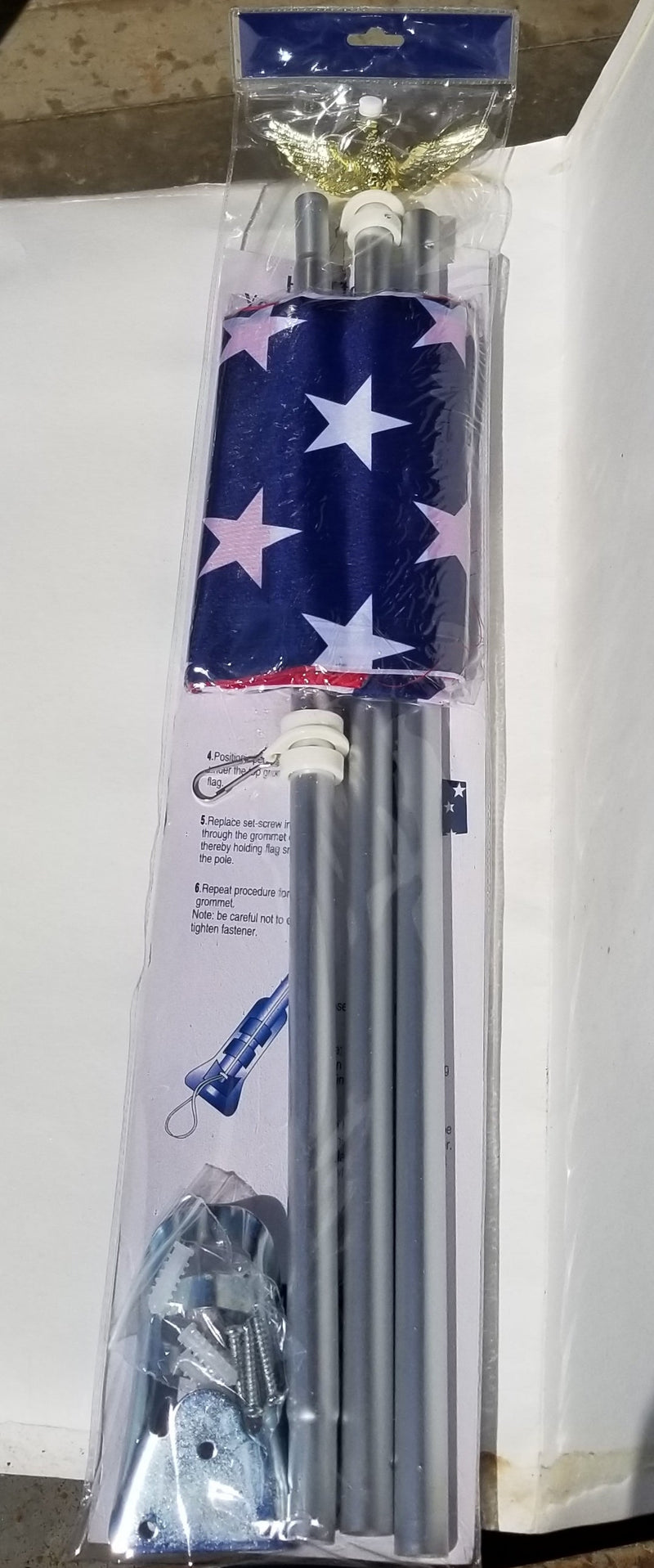 U.S.A. 6' Foot USA 3'x5' American Flag Steel FlagPole Kit Set With Gold Eagle Decoration Non-Furl Sale