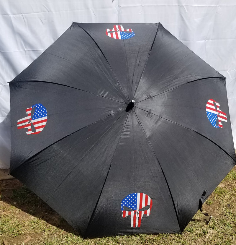 American Flag Patriot Golf Umbrella USA Punisher Black