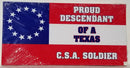 Proud Descendant Of A Texas Soldier Stars & Bars 13 Stars Bumper Stickers Made in USA