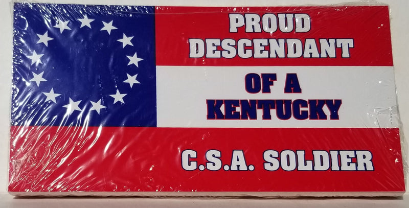 Proud Descendant Of A Kentucky Soldier Stars & Bars 13 Stars Bumper Stickers Made in USA
