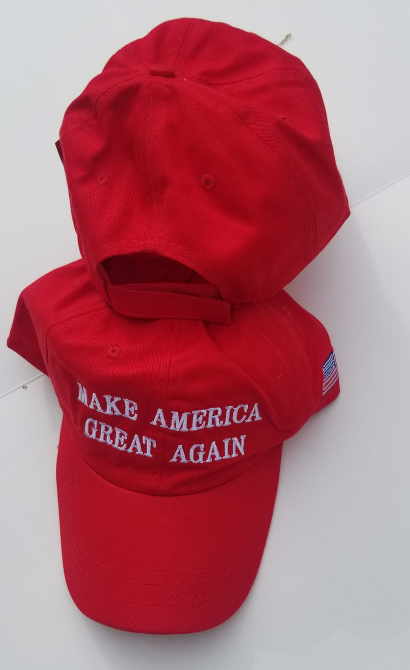 Make America Great Again USA Flag Red Washed Embroidered Cap