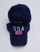 USA Patch American Flag Navy Blue Washed Embroidered Cap