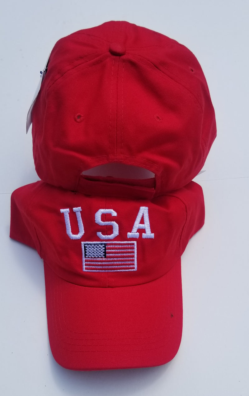 USA Patch Red Washed Embroidered Cap