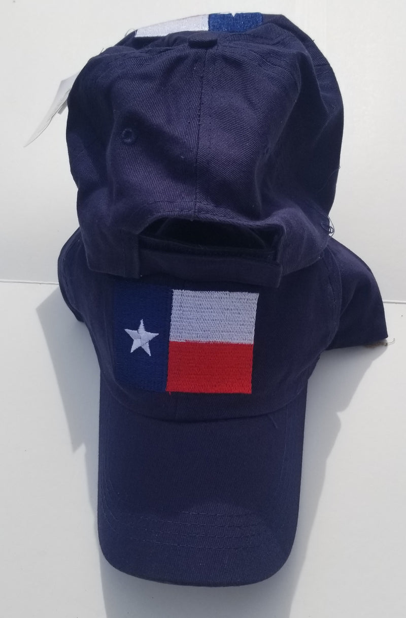 Texas Flag Blue Denim Embroidered Cap