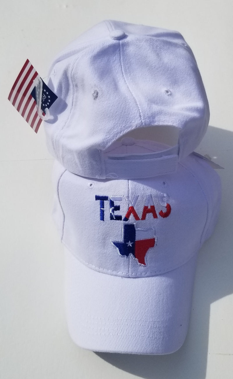 Texas State Map White Embroidered Cap