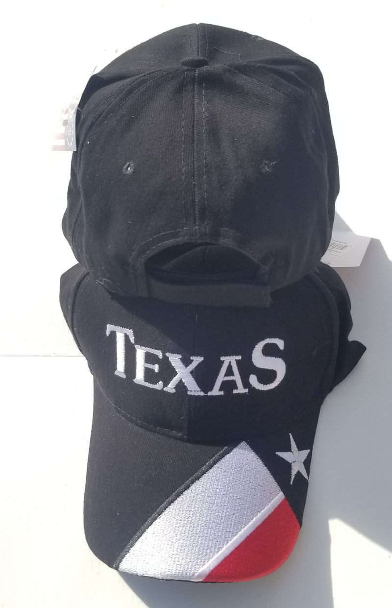 Texas Flag on Bill Black Embroidered Cap