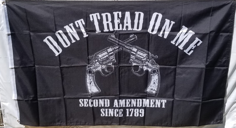 Don't Tread On Me 2nd Amendment Crossed Revolvers 3'X5' Flag ROUGH TEX® 100D Don't Tread on Me