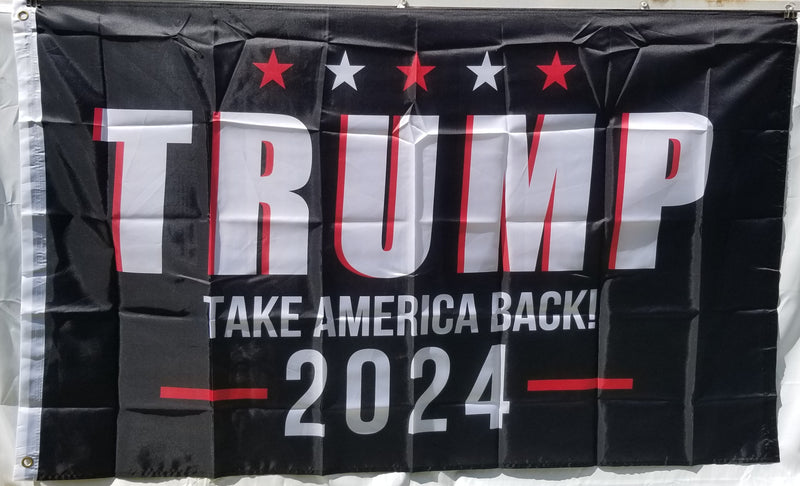 Trump Take America Back 2024 3x5 68D Rough Tex MAGA Black Flags