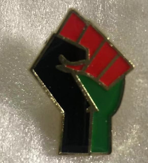 Black Lives Matter Fist Red Black Green Lapel Pin