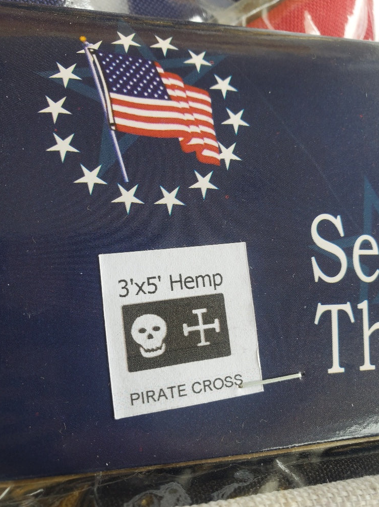 Pirate Sewn Hemp Flag Florida Spanish Galion Black Sail 3x5 Feet Histo