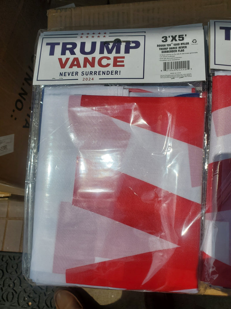 Trump Vance 2024 Never Surrender! Wholesale 3x5 Rough Tex 150D Nylon Case of 120