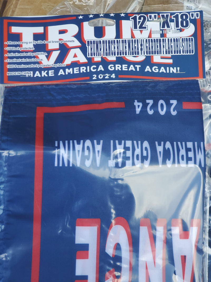 Trump Vance Blue 2024 12"x18" Garden Flag ROUGH TEX® 100D Fabric Yard Signs