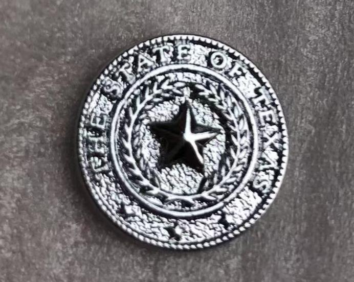 The State of Texas Round Silver Badge Lapel Pin