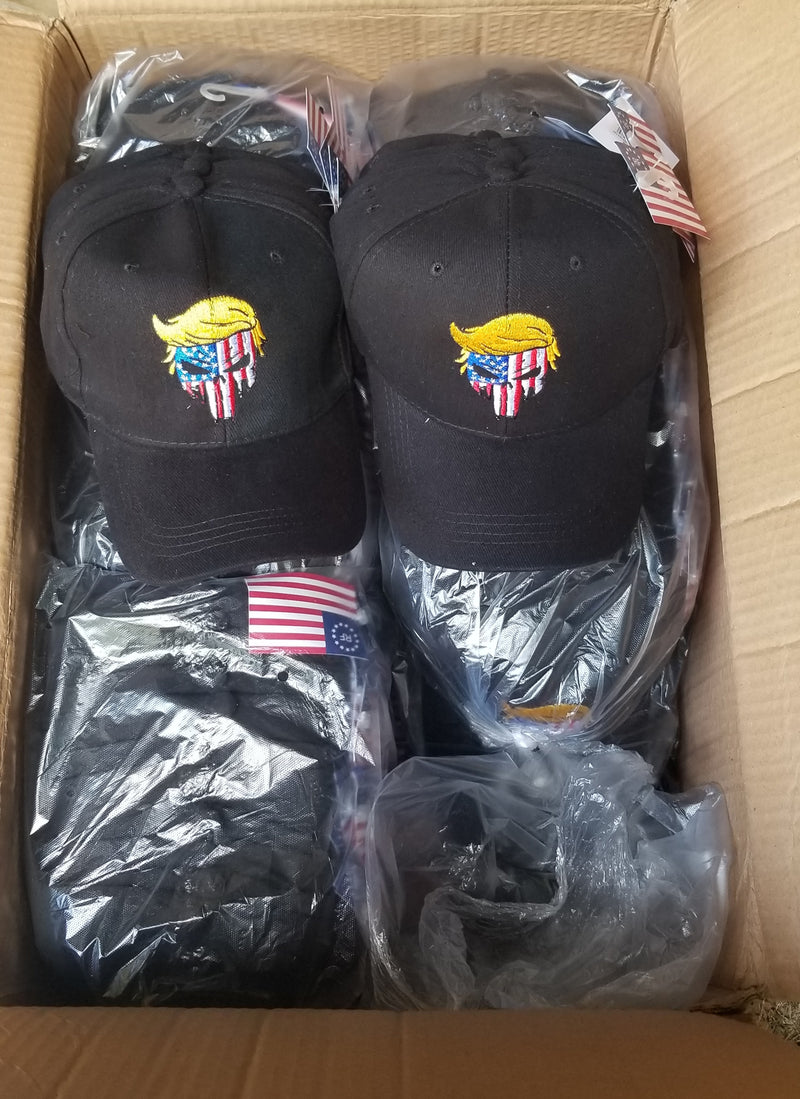 Trump Punisher USA American Black Caps 2024 MAGA Nation Hats 24 Pack