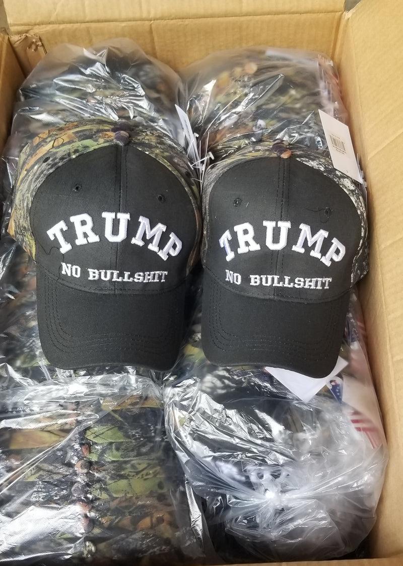 Trump No Bullshit Black Camo Caps 2024 MAGA Nation Hats 24 Packs