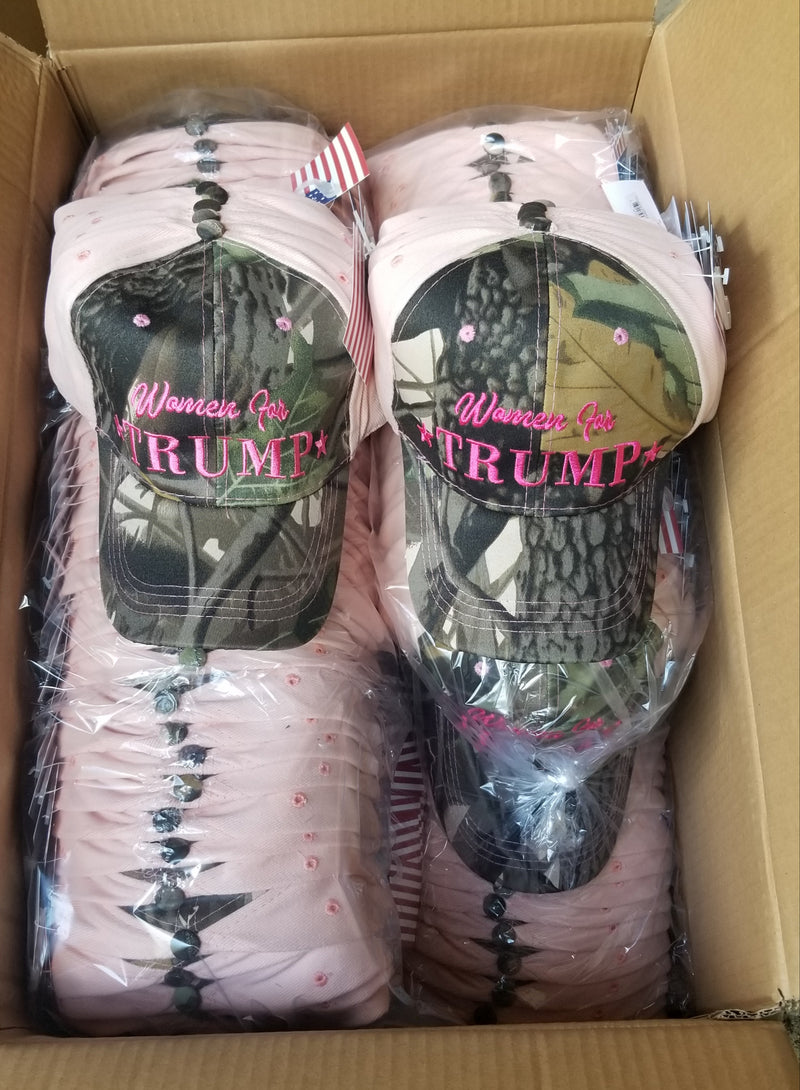 Women for Trump Camo Caps 2024 MAGA Nation Pink Camo Hats 24 Pack Mesh Back