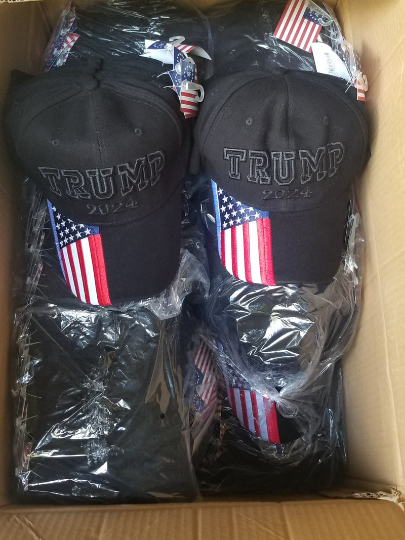 Trump BlackOut USA American Black Caps 2024 MAGA Nation Hats 24 Packs