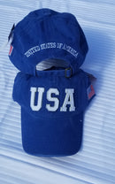 USA Cotton Washed Soft Premium Cap United States of America Blue