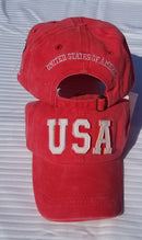 USA Cotton Washed Soft Premium Caps United States of America Red