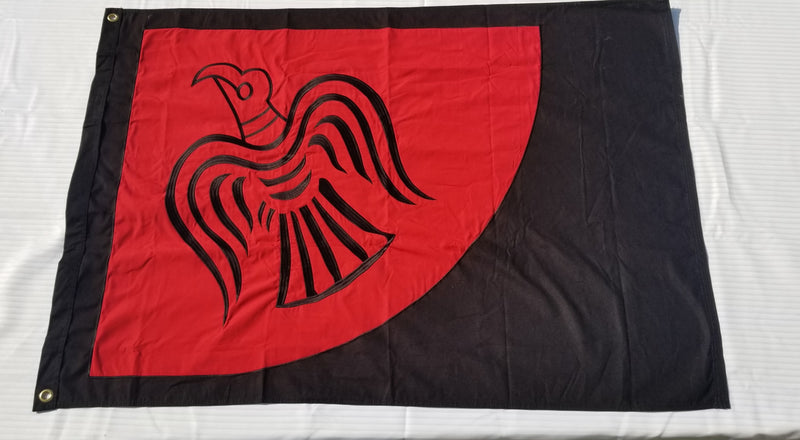 Viking Raven Red Black 3'X4' Flag ROUGH TEX® Cotton Sewn Historic Design