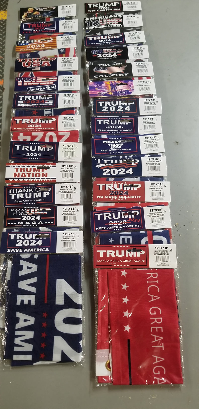 MAGA Nation Collectors Set 48 Trump 2024 Flags 12"×18" Inches Brass Grommets Wholesale