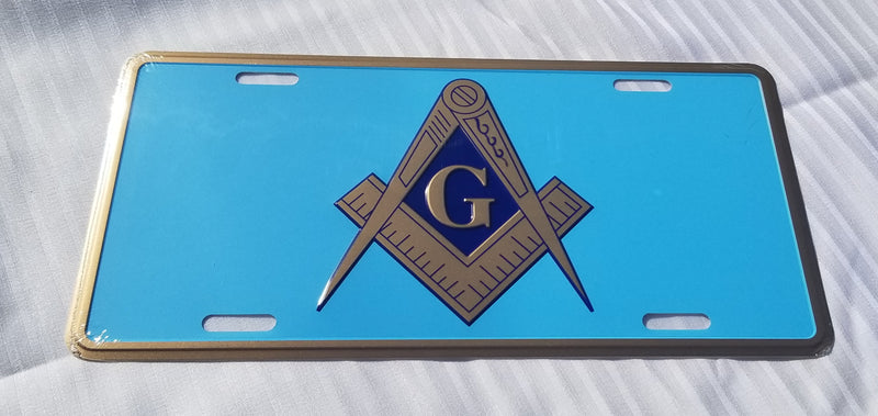 Masonic Blue Embossed License Plate Aluminum Auto