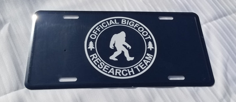 Official Bigfoot Research Team Embossed License Plate Sasquatch Blackout Big Foot Auto Tag