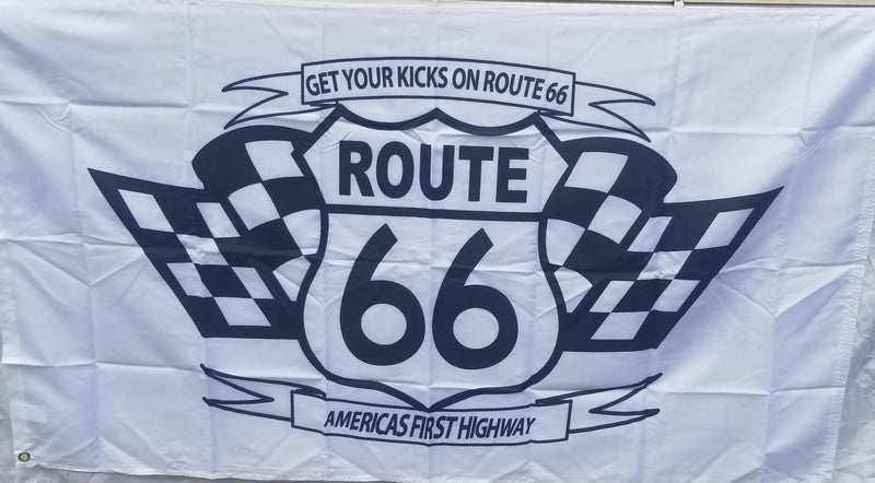 Route 66 Checkered 3'X5' Flag ROUGH TEX® 100D Rt 66 Get Your Kicks America's 1st Highway