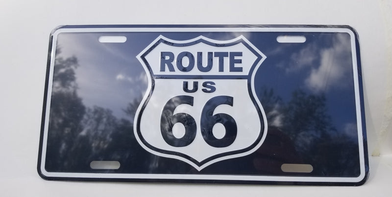 Route 66 Black Embossed License Plate