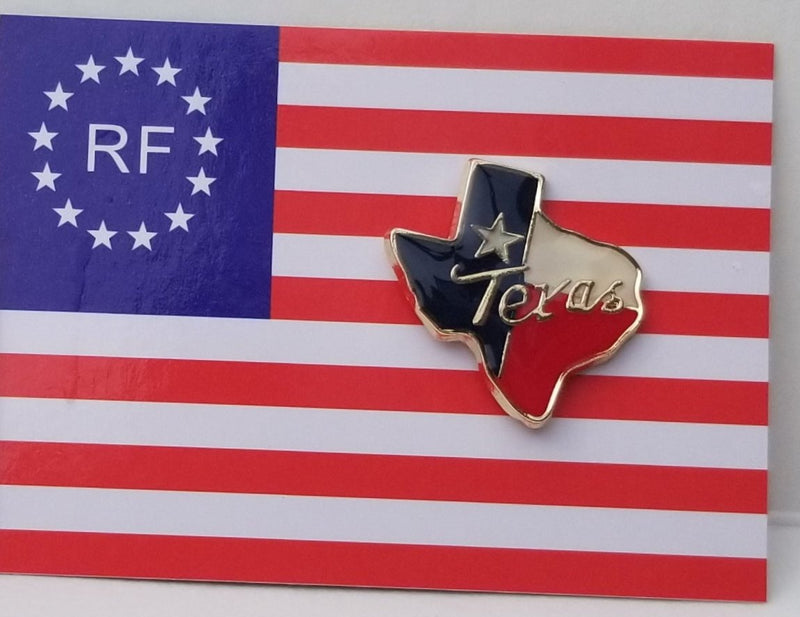 Texas State Map Cursive Lapel Pin