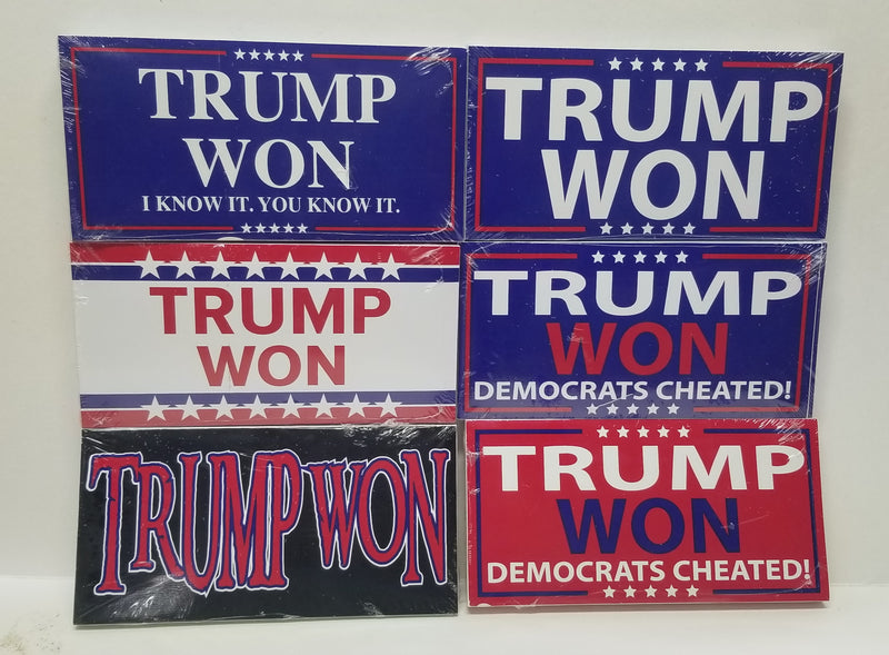 Trump Won 2024 Six Pack of 50 Each Made in USA American Bumper Stickers 300 Total Mix Assorted Designs 3.5"x7.5" Vinyl