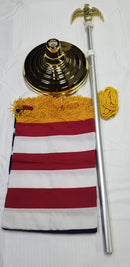 American Gold Fringed USA Flag Indoor Complete Kit 8' Telescoping Pole Eagle Base Tassle Rope