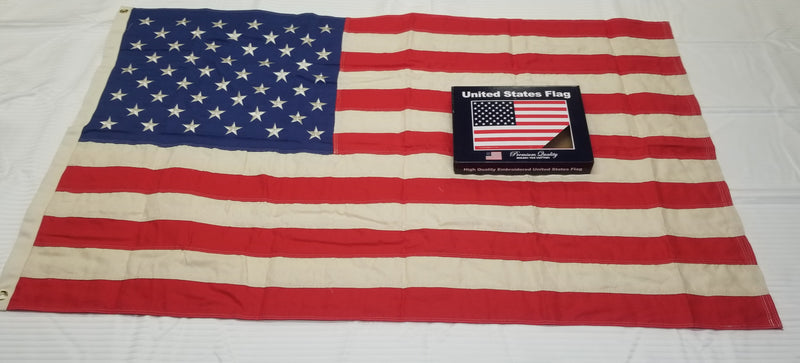 American Vintage 100% Canvas Cotton 3x5 Feet USA embroidery 50 stars all sewn stripes Flag (six pack of flags)