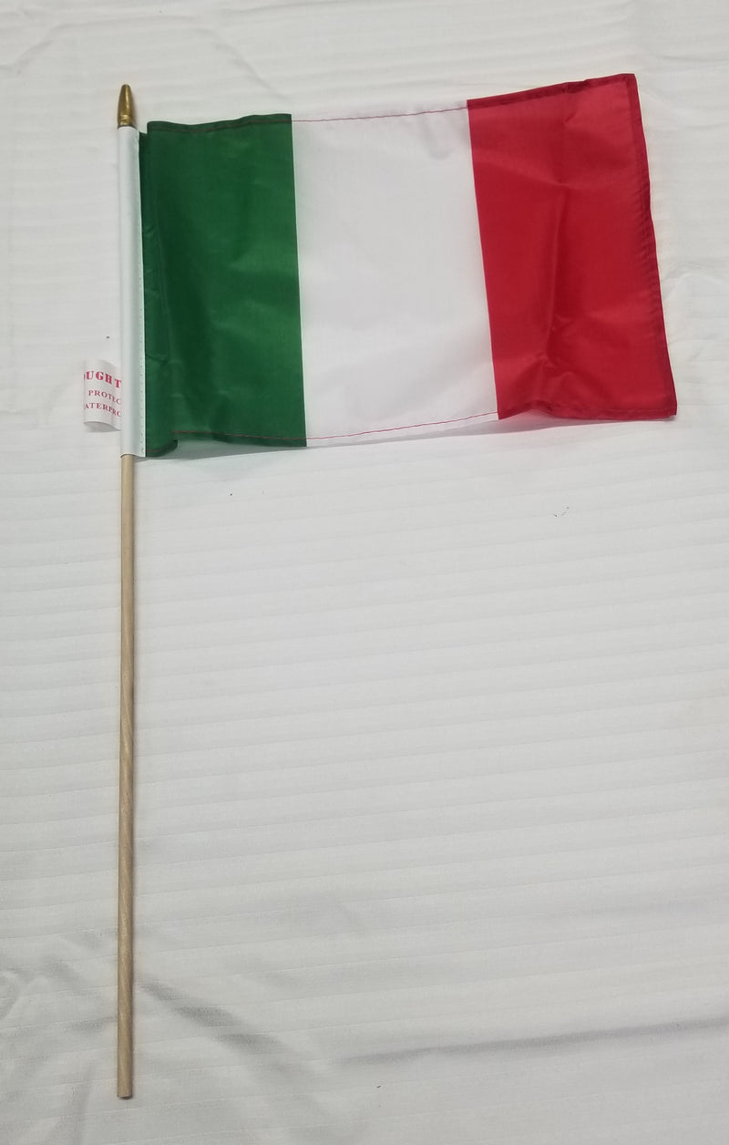 Italy 8"x12" Stick Flag Rough Tex® with 24" Wooden Staff