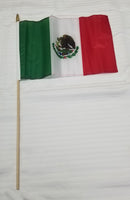 Mexico 8"x12" Stick Flag Rough Tex® with 24" Wooden Staff Mexican Flags Sale