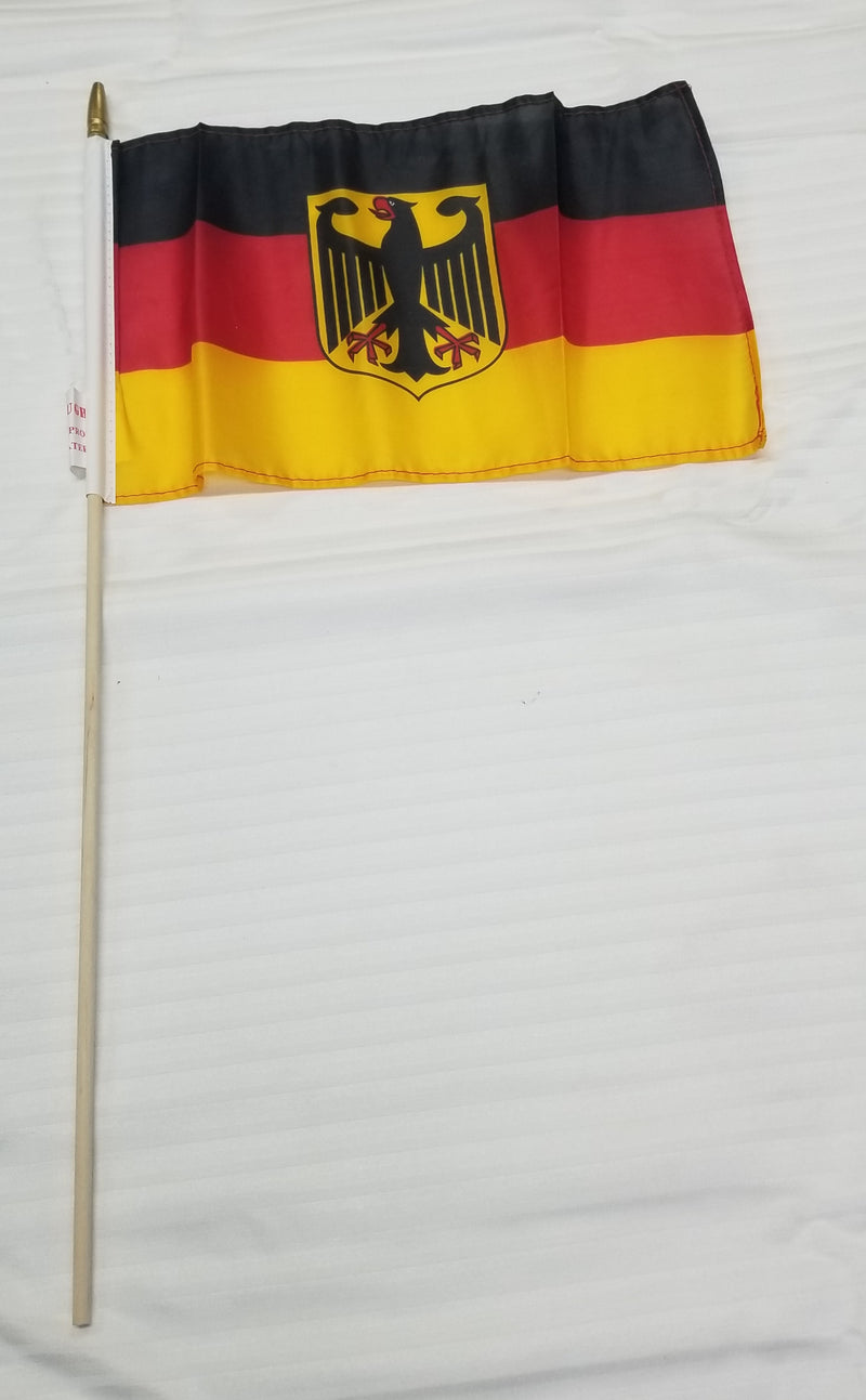 Germany With Eagle 8"x12" Stick Flag Rough Tex® with 24" Wooden Staff