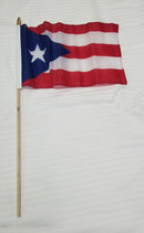 Puerto Rico 8"x12" Stick Flag Rough Tex® with 24" Wooden Staff