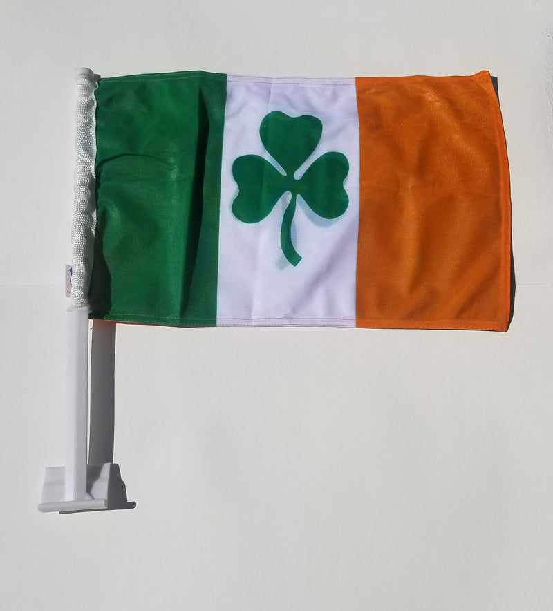 Ireland Shamrock Car Flags 12"x18" Rough Tex ® Double Sided Knit Nylon