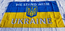 We Stand With Ukraine Triad Official Supporter 3x5 Feet Ukraine Flags 100D