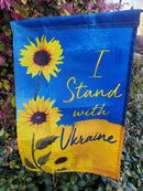 I Stand With Ukraine Sunflower Ukrainian Garden Flags 12x18 Inches 12 Pack