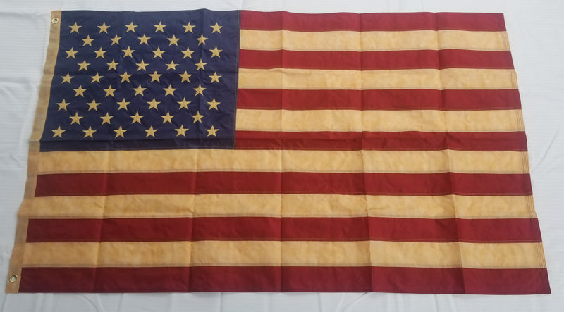 USA American Tea Stained 3'x5' Embroidered Flag ROUGH TEX® 420D