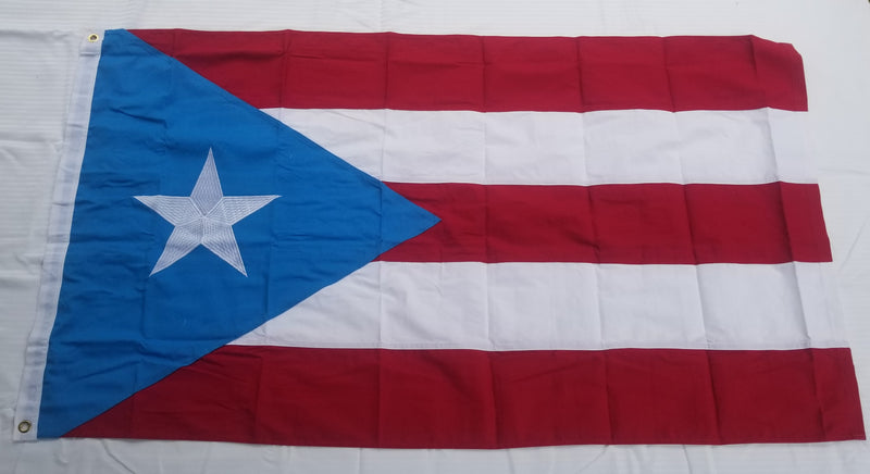 Puerto Rico Light Blue 3'x5' Embroidered Flag ROUGH TEX® Cotton