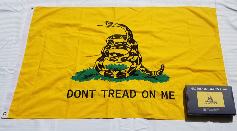 Gadsden Double Words 3'x5' Embroidered Flag ROUGH TEX® Cotton in Gift Box