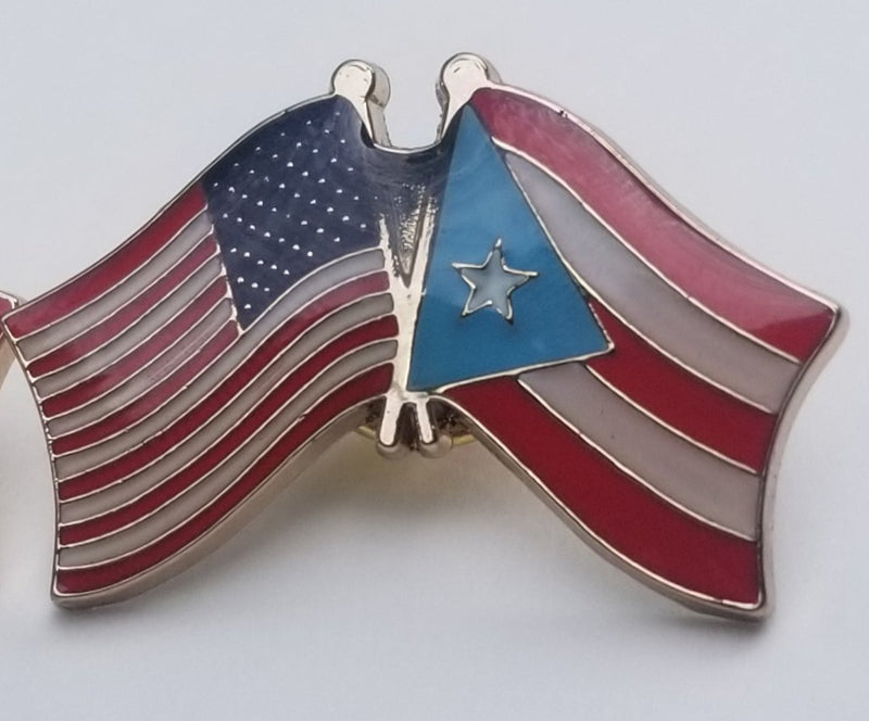 USA & Puerto Rico Light Blue Original Puerto Rican Flag Friendship Lapel Pin